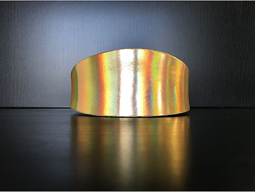 Yellow Gold Holographic - Greyhound Leather Collar - Size L